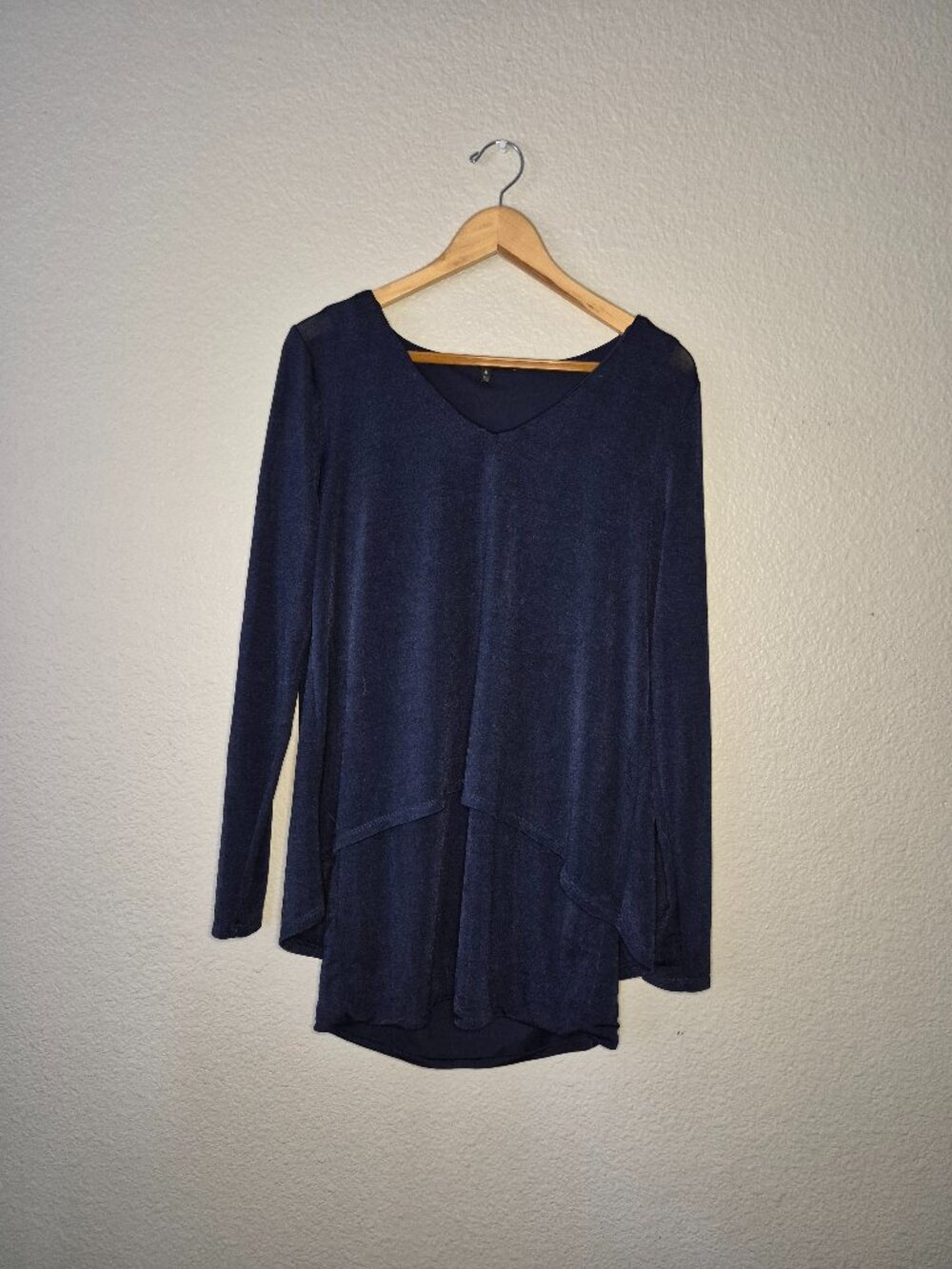 White House Black Market WHBM Navy Blue Blouse Tunic Mini Dress Combo M